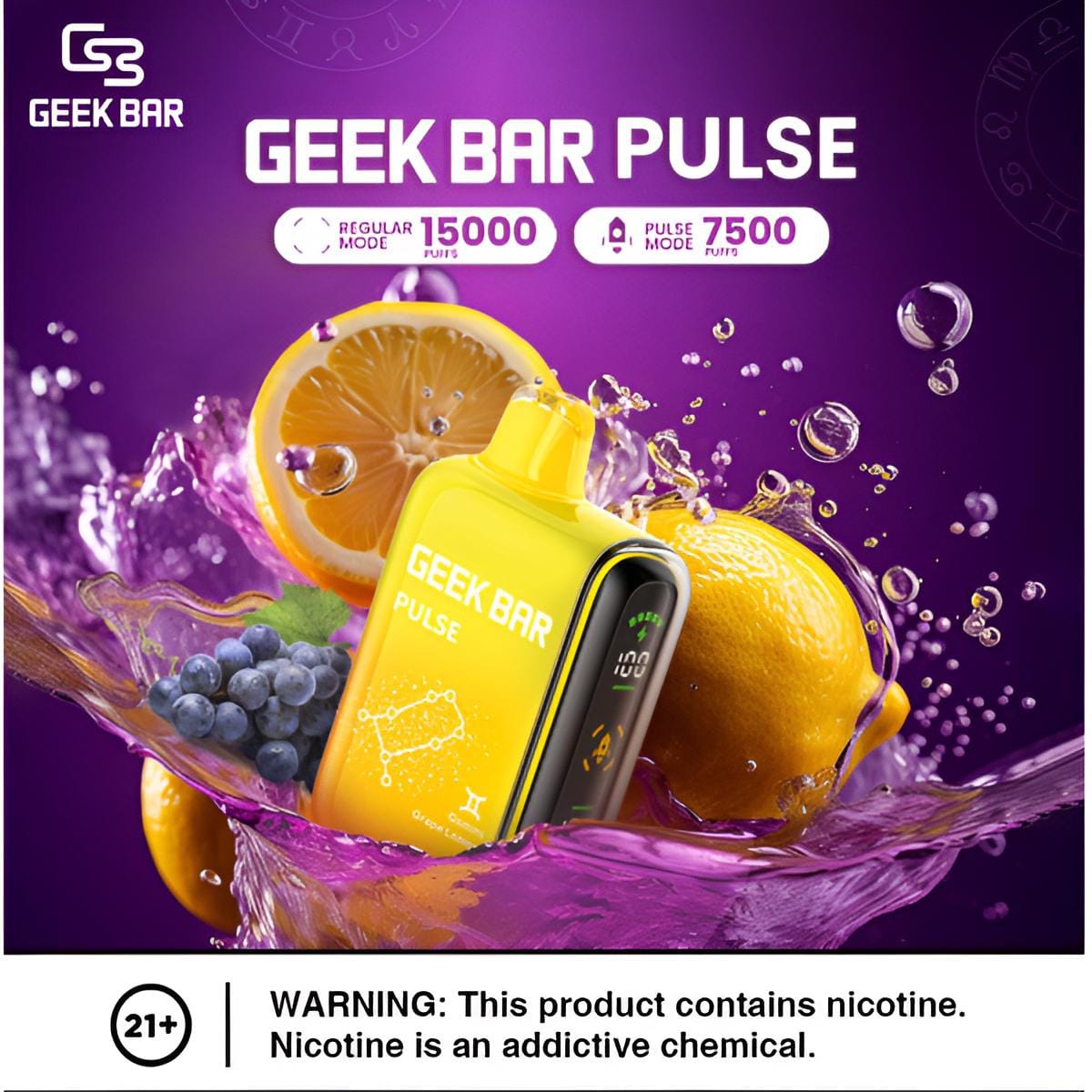 Geek Bar Pulse 15000 Puffs 拋棄式電子煙 歐美爆款 智慧全彩螢幕